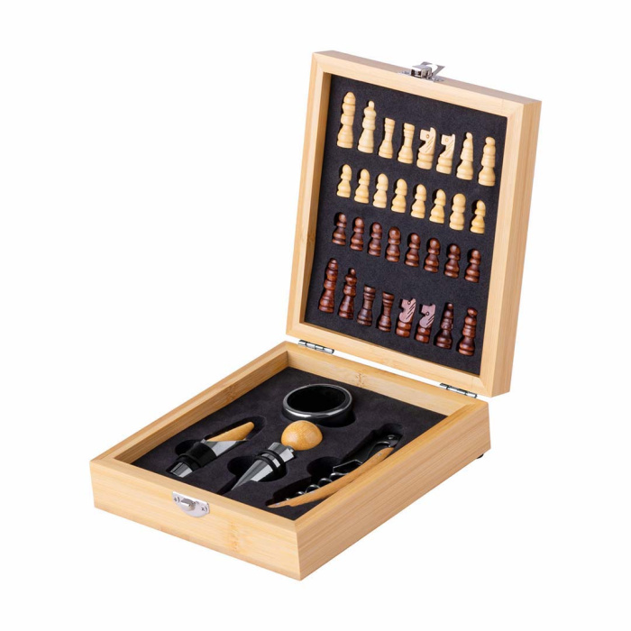 Set vino 4 pezzi e accessori da scacchi