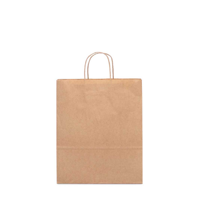 Shopper in carta avana piccola manici ritorti | 23x18x8 cm