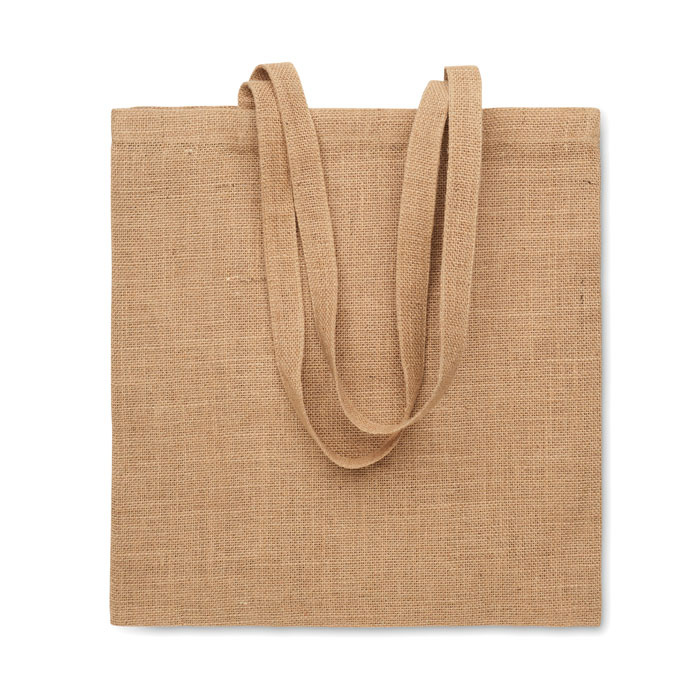 Shopper in iuta naturale con manici lunghi