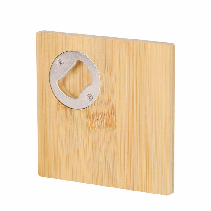 Sottobicchiere quadrato in bambù con apribottiglie