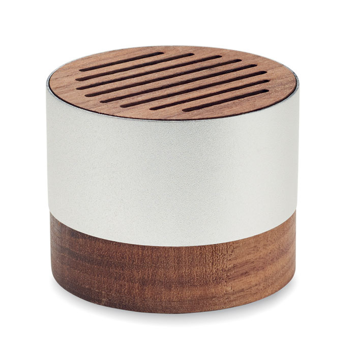 Speaker portatile in alluminio riciclato e noce