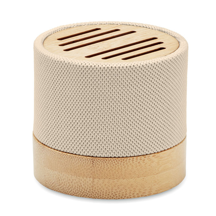 Speaker wireless RPET con Led e finitura bamboo