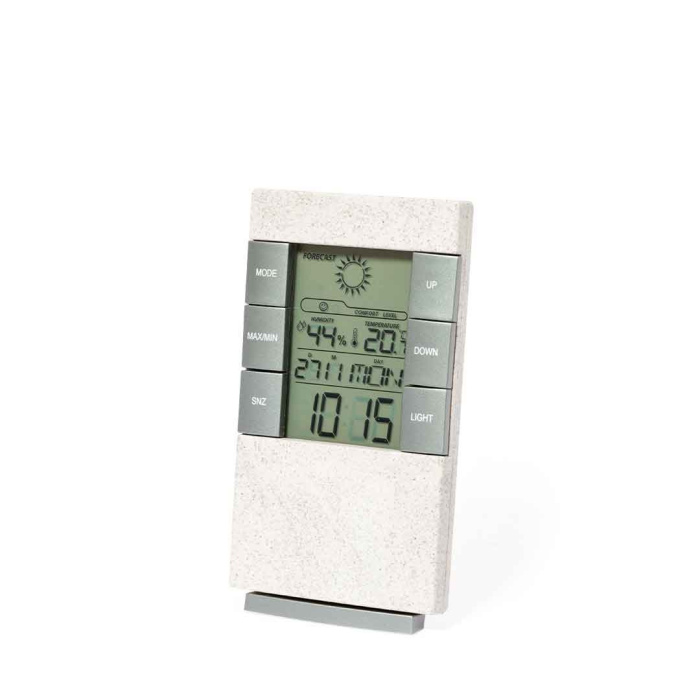 Stazione meteo in fibra di grano con orologio