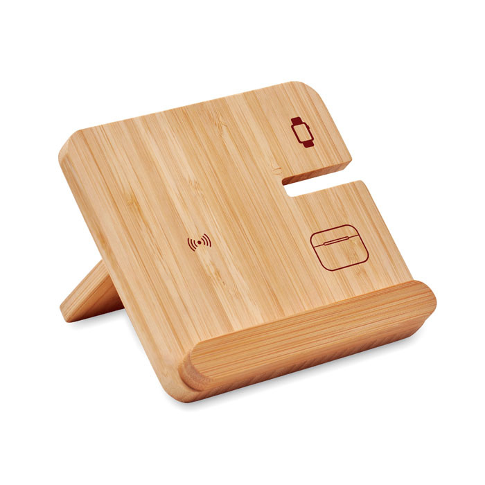 Stazione ricarica 3 in 1 pieghevole in bamboo