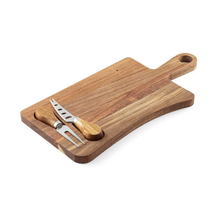 Tagliere in legno di acacia con utensili