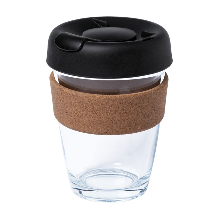 Tazza da asporto in vetro con fascia in sughero | 350 ml