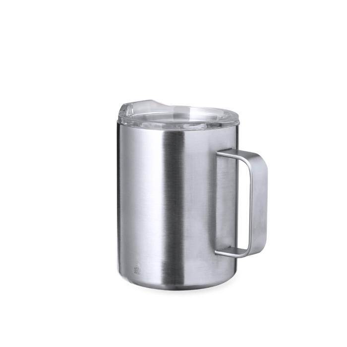 Tazza da viaggio con manico in acciaio riciclato