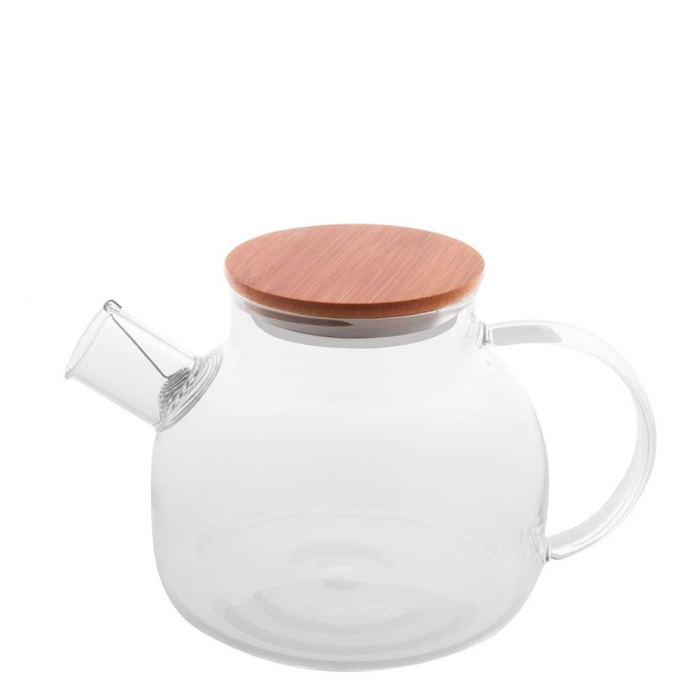 Teiera da 1000 ml in vetro con coperchio in bambù e filtro in acciaio