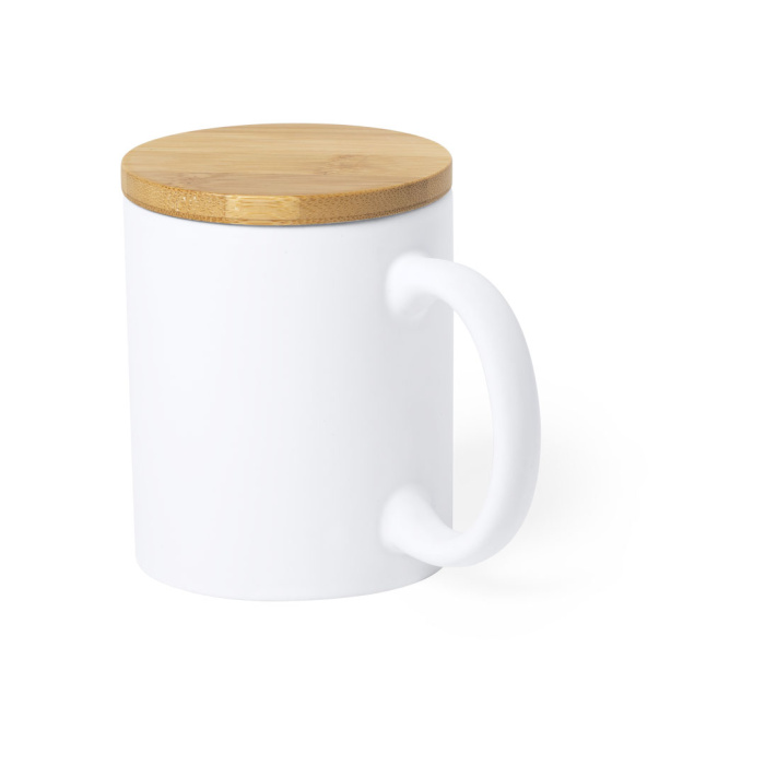 Tazza in ceramica opaca 370 ml con coperchio in bambù