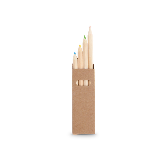 Set 4 matite colorate in legno con scatola in cartoncino
