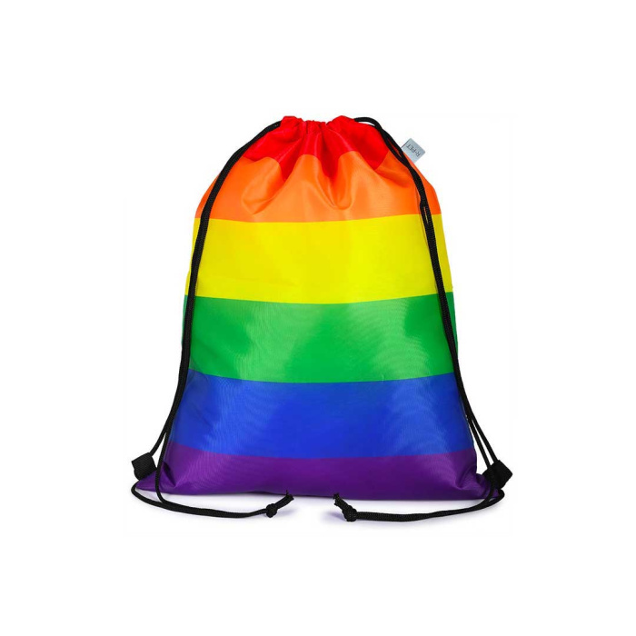 Zainetti a sacca in Rpet con fantasia arcobaleno