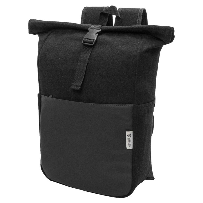 Zaino rolltop in cotone riciclato e RPET con chiusura a fibbia
