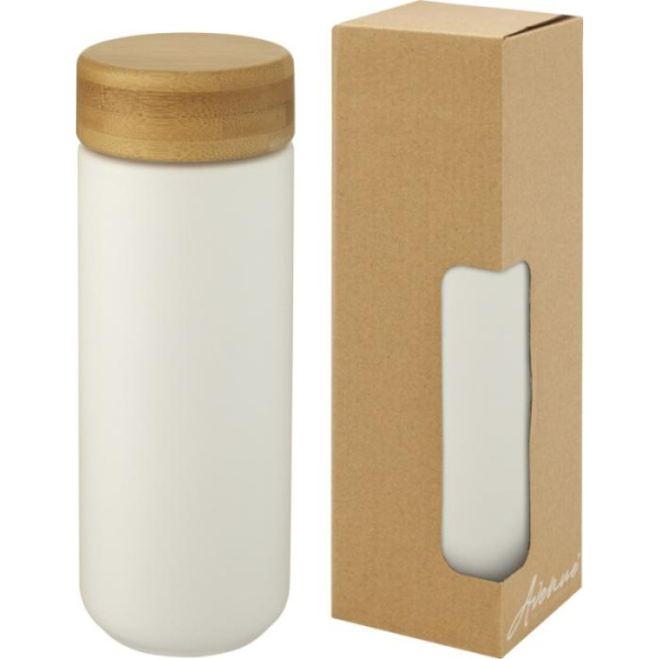 Bicchiere termico in ceramica con coperchio in bambù da 300 ml