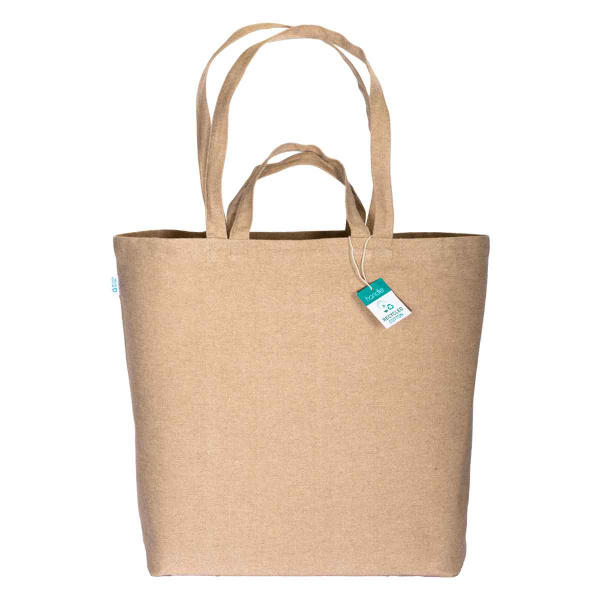 Shopper doppi manici con soffietto alla base in cotone riciclato 
