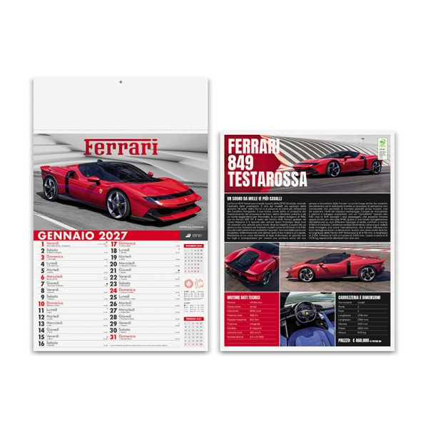 Calendario auto sportive personalizzabile