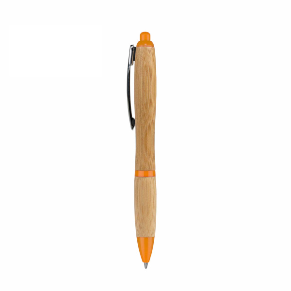 Penna in bambù clip in metallo e inserti colorati