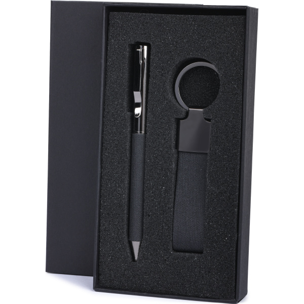 Set penna e portachiavi in Rpet e metallo da personalizzare