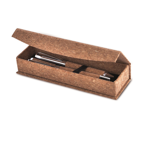 Set scrittura in sughero penna roller e porta mine