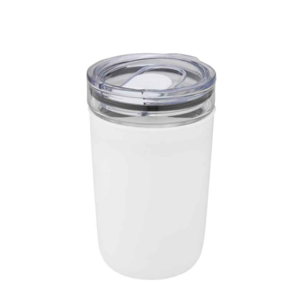 Bicchiere take away 420 ml in vetro con parete esterna in plastica riciclata
