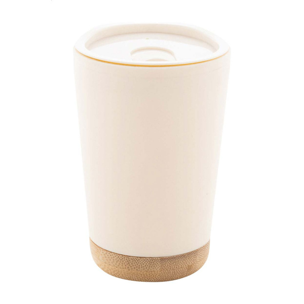 Bicchiere termico 260 ml in PP doppia parete con bambù