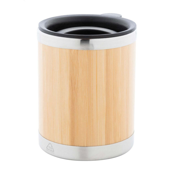 Bicchiere termico 300ml in acciaio e bambù