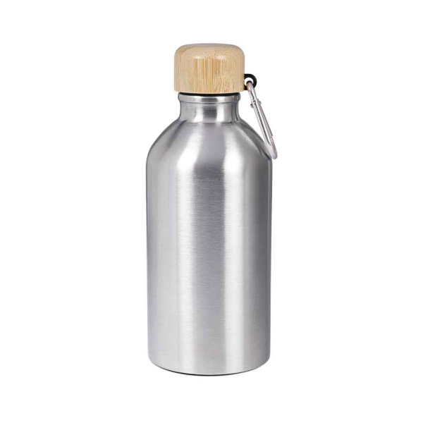 Borraccia 500ml con tappo in bambù e moschettone