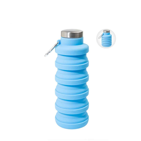 Borraccia pieghevole in silicone 500 ml con tappo inox