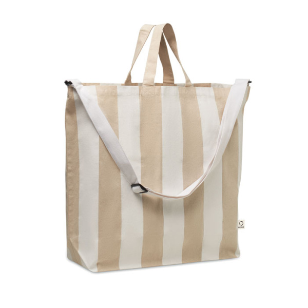 Borsa mare XL a righe in tessuto riciclato con tracolla