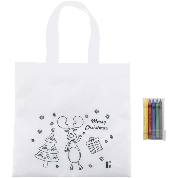 Borsa natalizia da colorare in tessuto RPET con pastelli