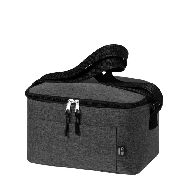 Borsa termica in RPET con zip, tracolla e tasca frontale