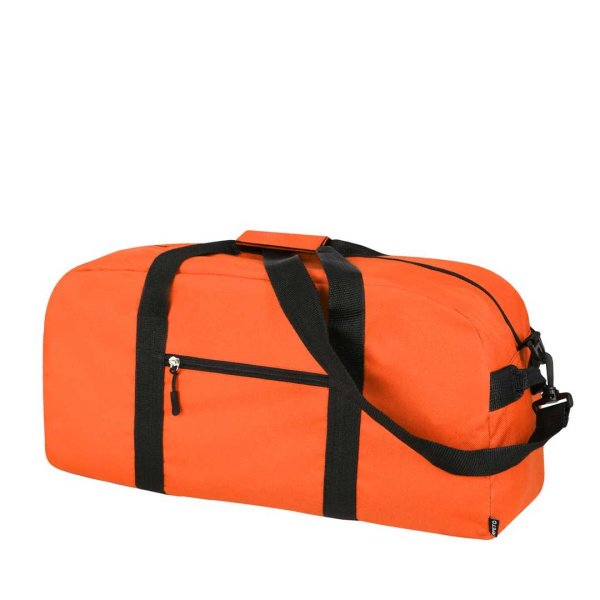 Borsone sportivo colorato in RPET con tracolla e tasche con zip