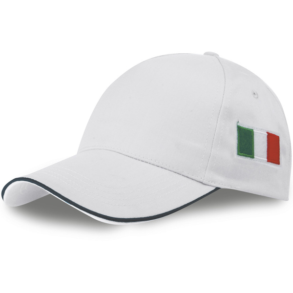 Cappellino 5 pannelli con bandiera italiana ricamata