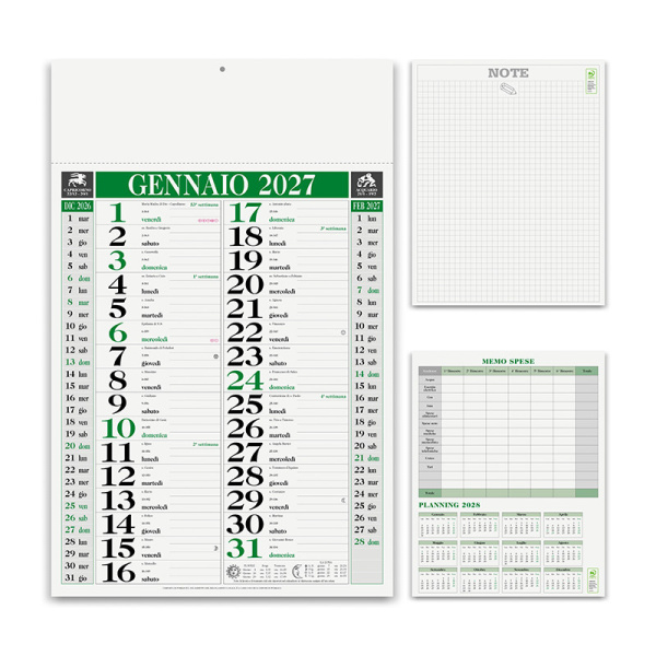 Calendario olandese con pagina note personalizzato