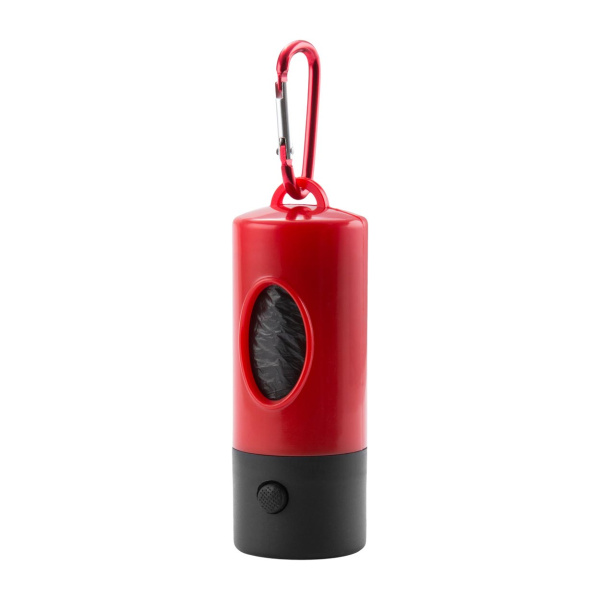 Distributore sacchetti cani con luce LED e moschettone