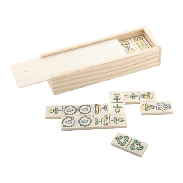 Domino in legno con 28 tessere a tema e scatola