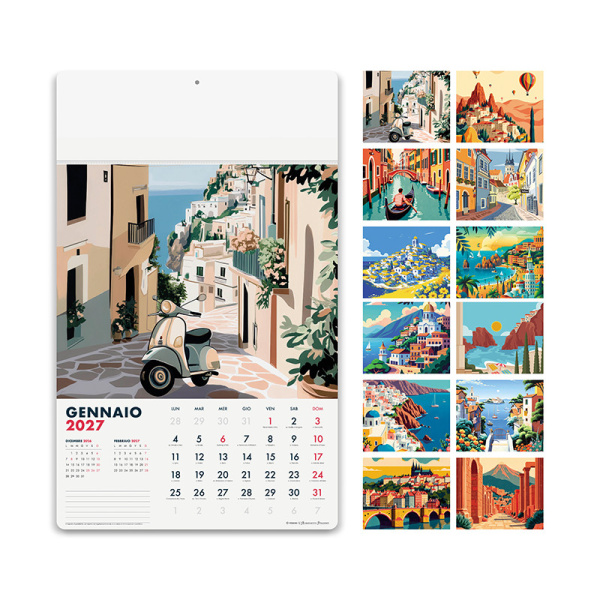 Calendario illustrato mensile paesaggi italiani