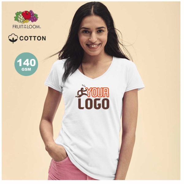 T-Shirt Scollo V Donna Fruit of the Loom personalizzabili