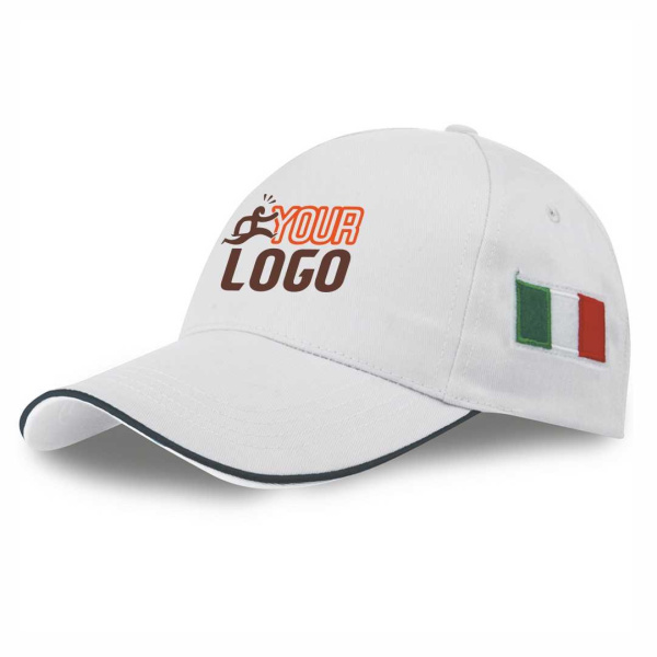 Cappellino 5 pannelli con bandiera italiana ricamata