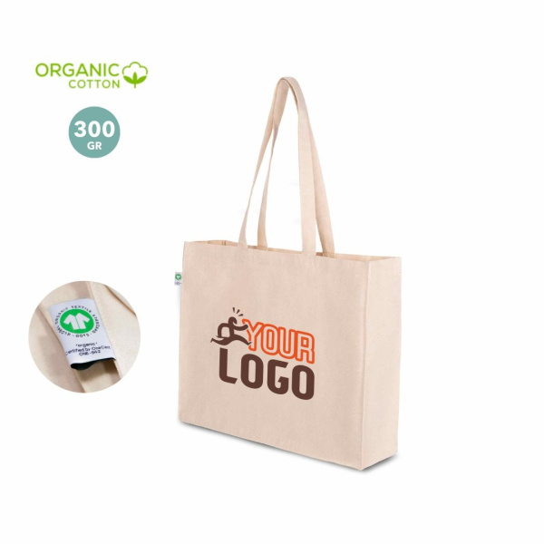 Shopper con soffietto in cotone organico 34 x 42 x 12 cm | 300 g