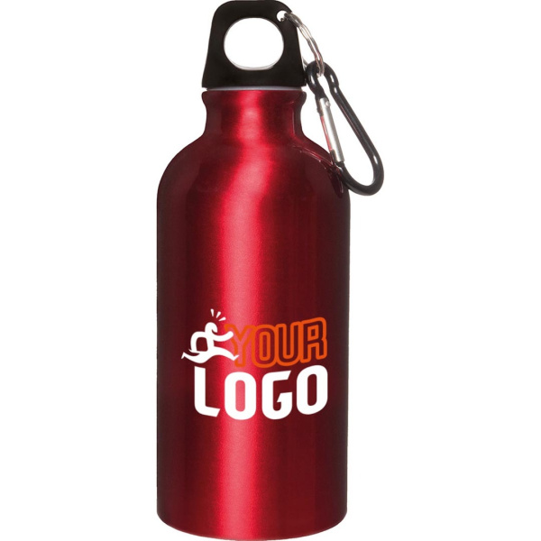 Borraccia in alluminio e plastica con moschettone 400 ml 