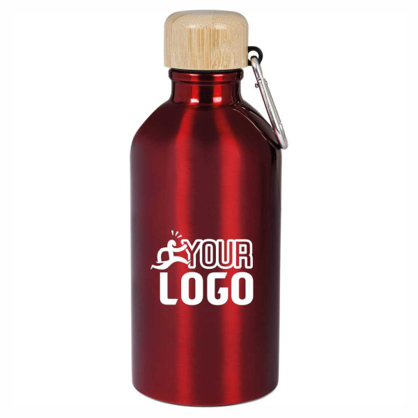 Borraccia 500ml con tappo in bambù e moschettone