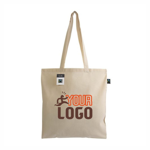 Shopper certificata fairtrade® in cotone, manici lunghi | 140 g