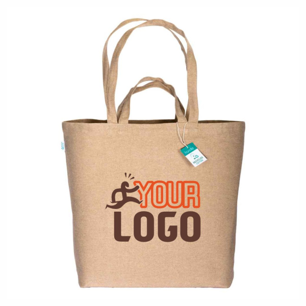 Shopper doppi manici con soffietto alla base in cotone riciclato