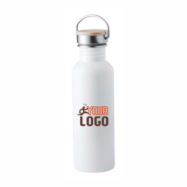 Borraccia in acciaio colorato con tappo in bambù | 800 ml
