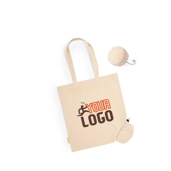 Borsa pieghevole in cotone organico con manici lunghi | 120 g