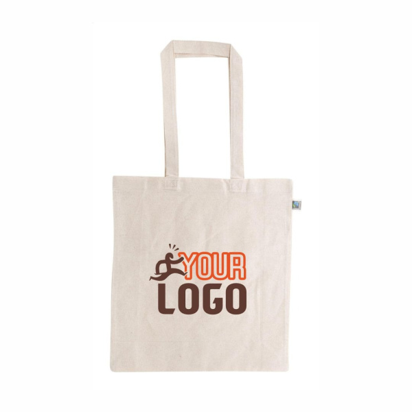 Shopper in cotone Fairtrade con soffietto e manici lunghi