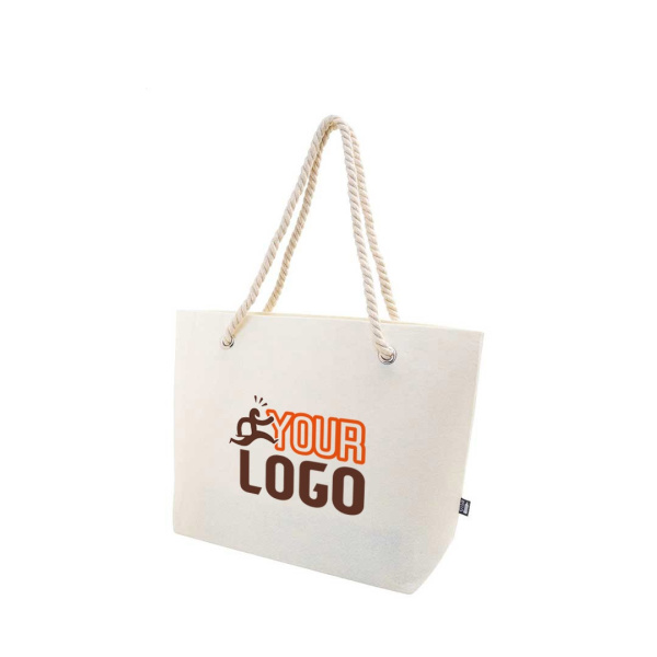 Borsa in feltro RPET manici in corda di cotone | 46 x 32 x 13 cm
