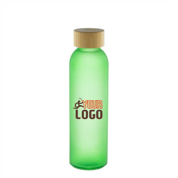 Borraccia 500 ml in vetro semi trasparente e tappo in bambù