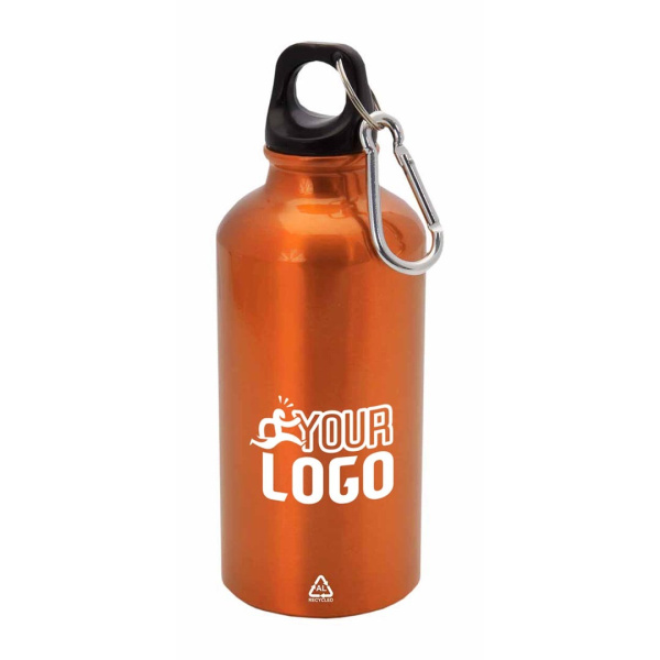 Borraccia in alluminio 400 ml con moschettone riciclato