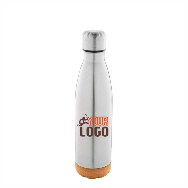 Borraccia 500 ml in acciaio inox a doppia parete con base in sughero